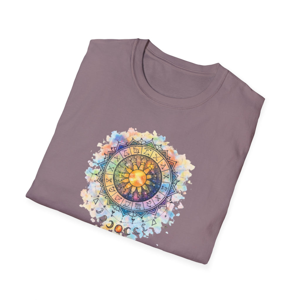Sun & Moon Zodiac T-Shirt — Watercolor Astrological Mandala Tee