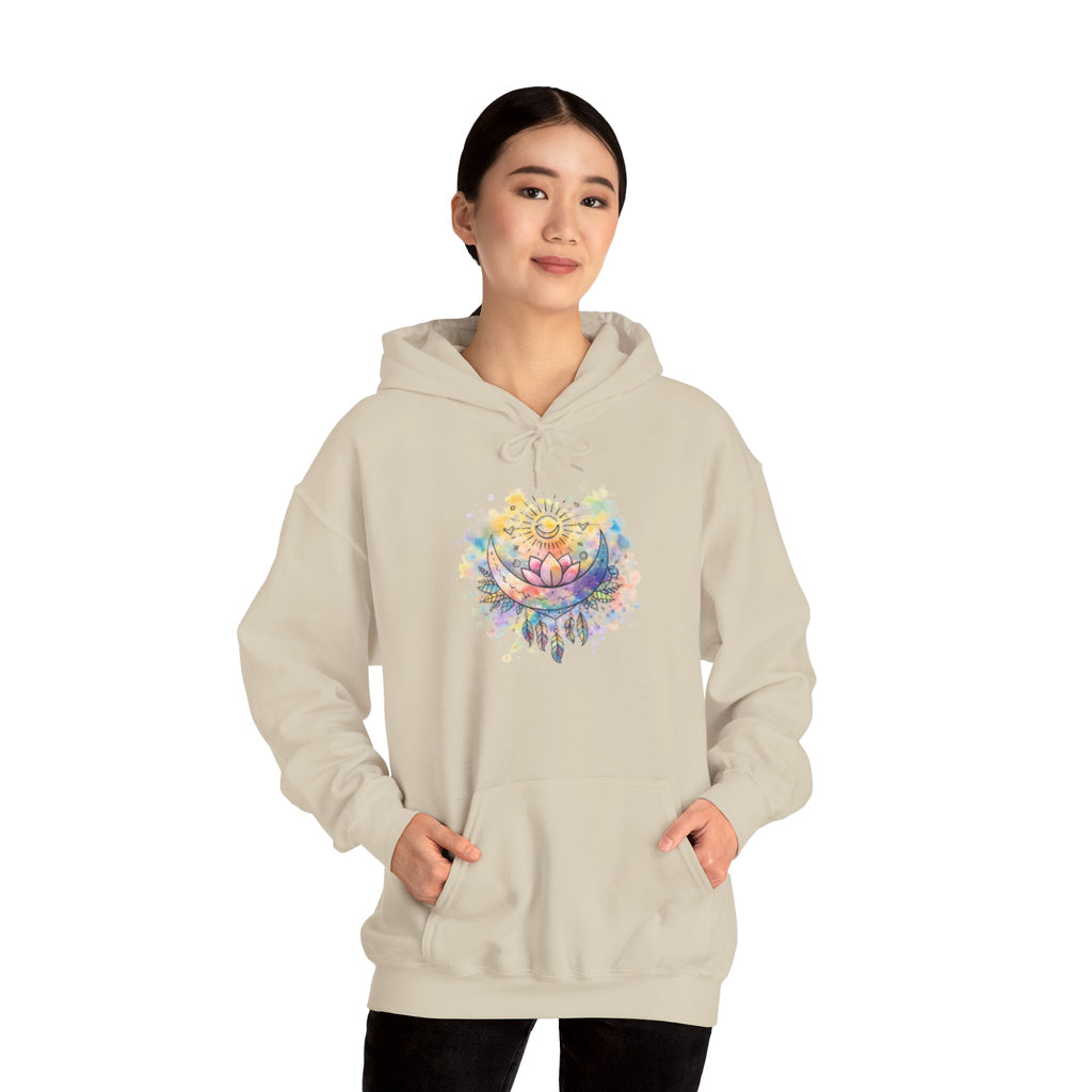 Lotus Watercolor Hoodie – Boho Spiritual Yoga Sweatshirt