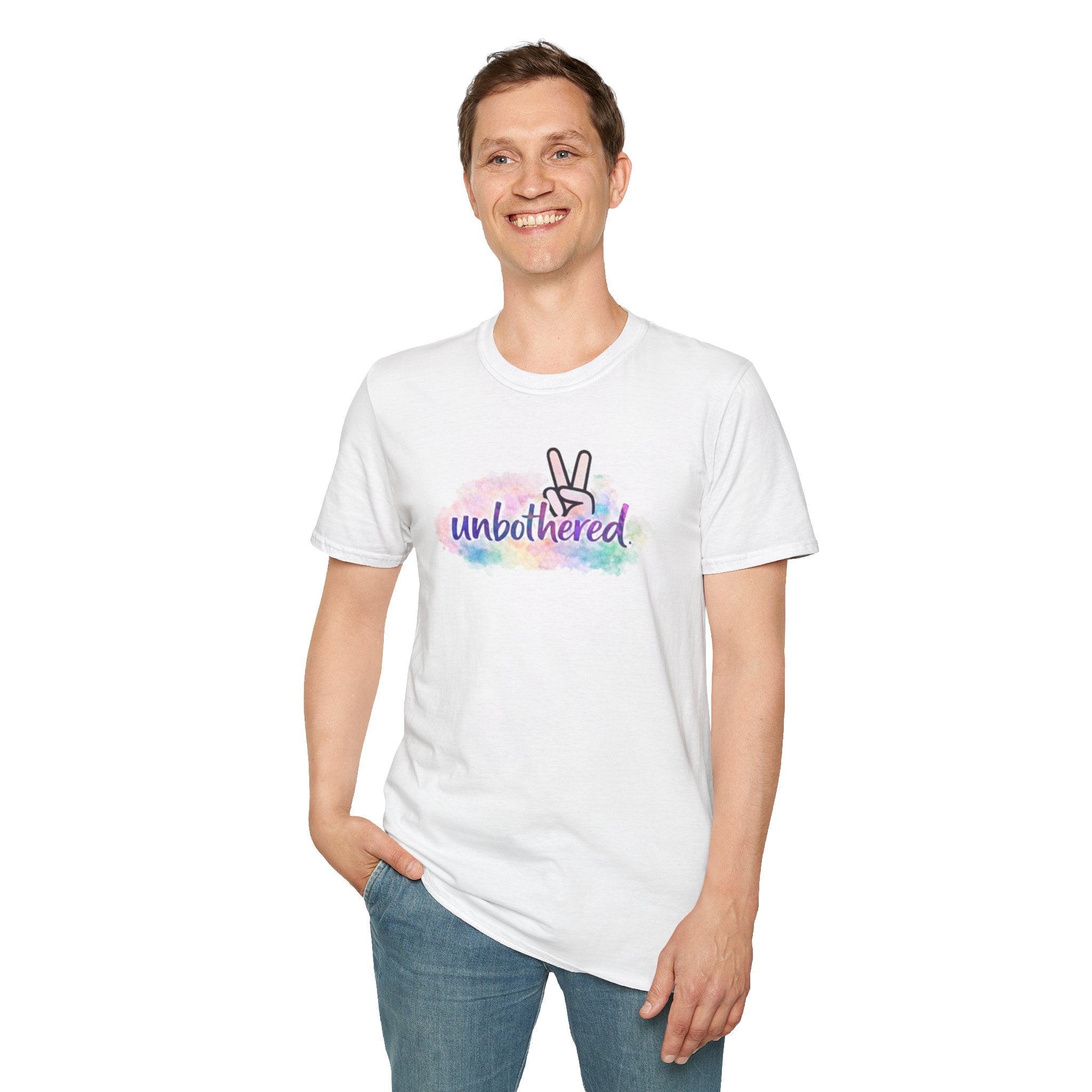 Unbothered Peace Sign T‑Shirt — Colorful Watercolor Graphic Tee