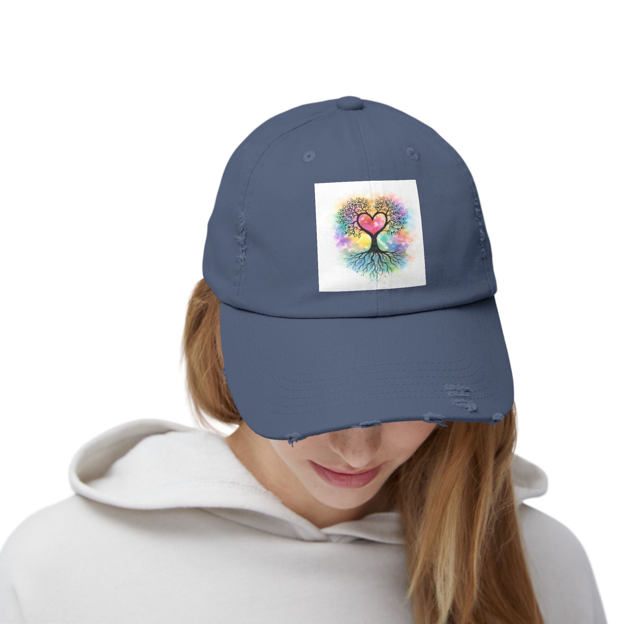 Water color Tree of Life Distressed Hat