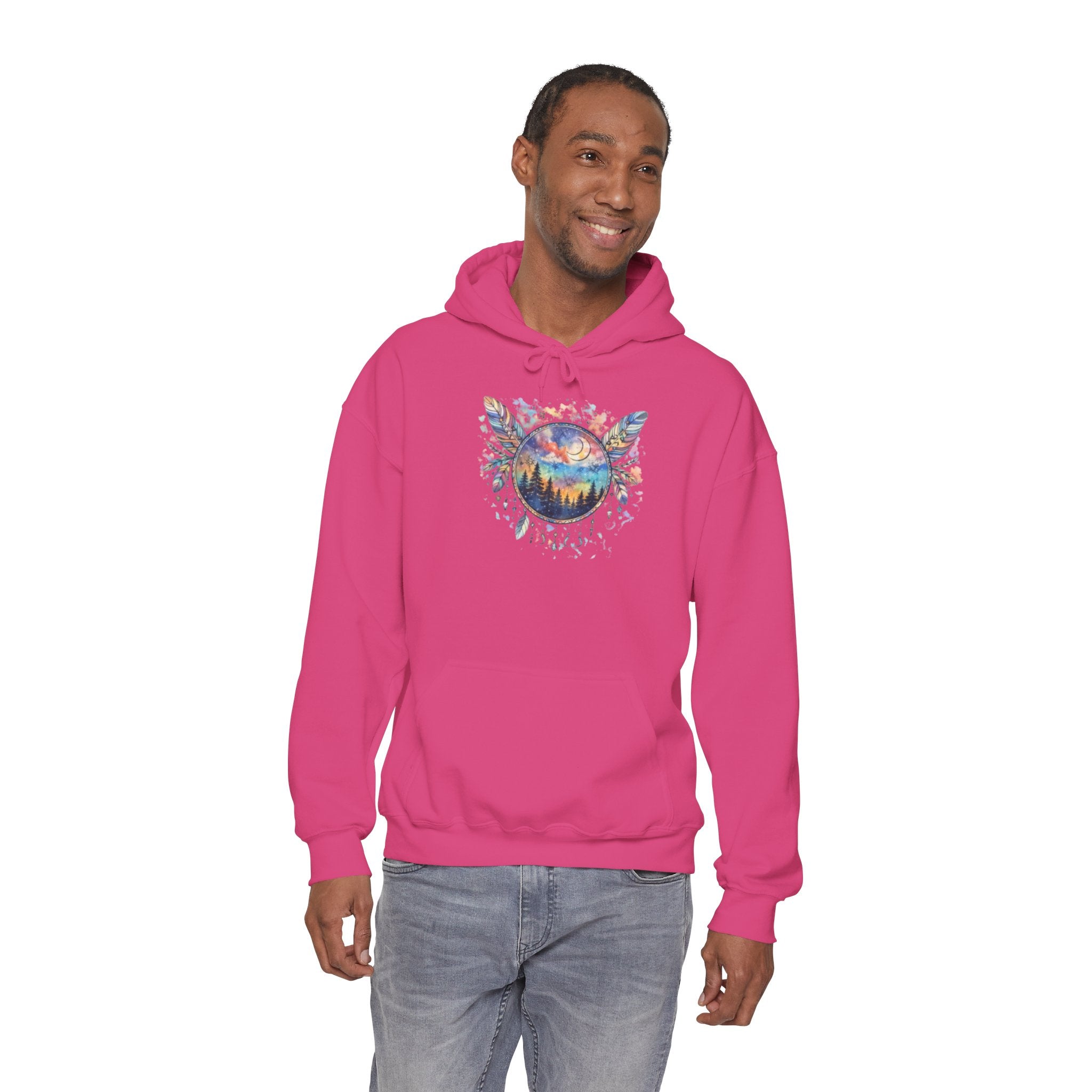 Nature Dreamcatcher Hoodie — Colorful Mountain Sunset Graphic