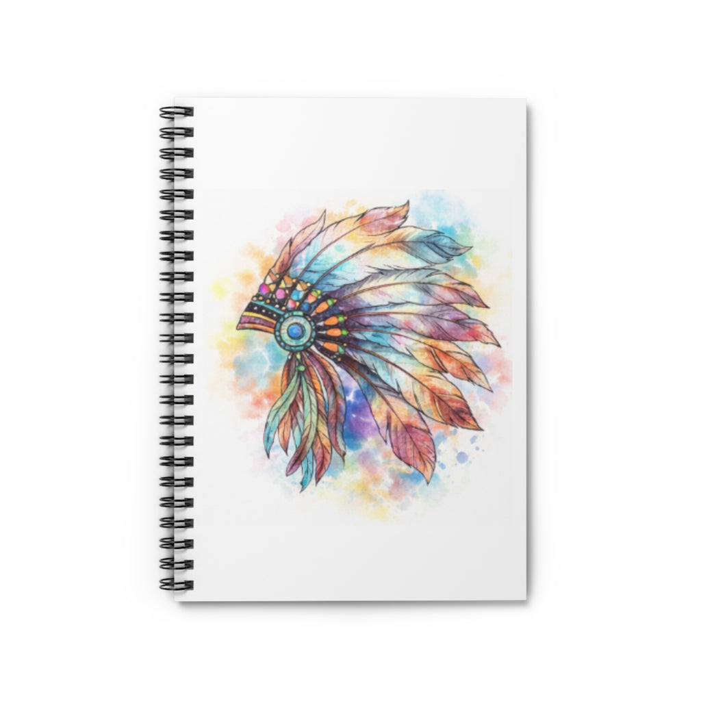Watercolor Feather Headdress Spiral Notebook — Ruled Journal for Artists & Writers