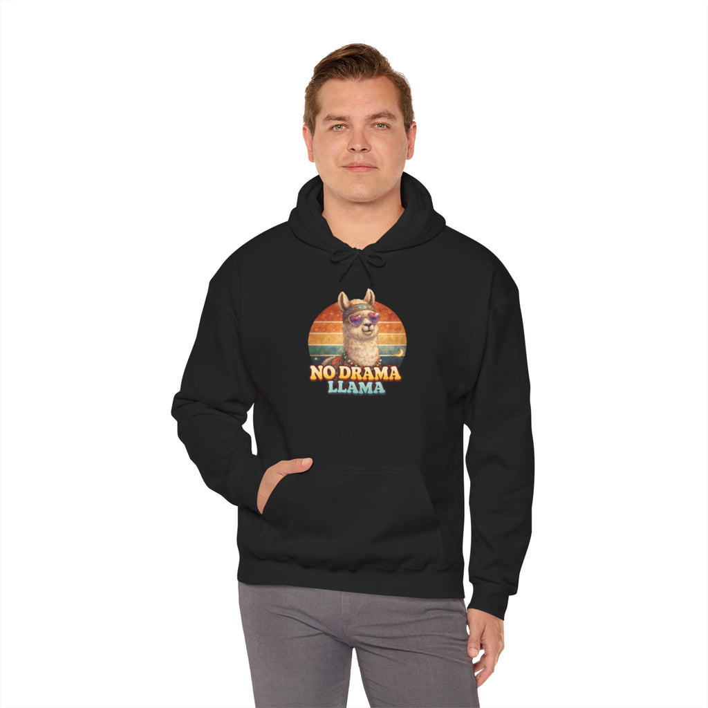 No Drama Llama Hoodie – Retro Sunset Graphic Pullover