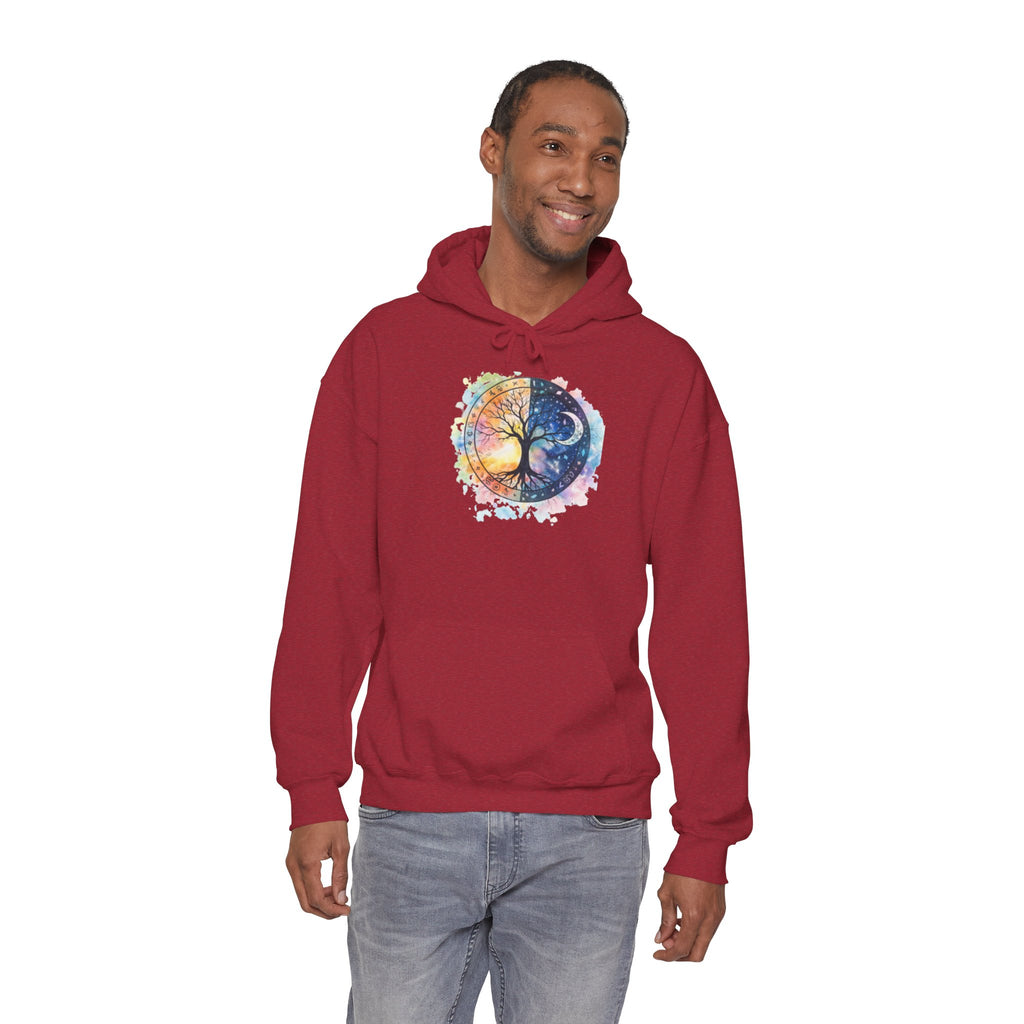 Yin Yang Tree Of Life Hoodie — Colorful Sun & Moon Spiritual Pullover