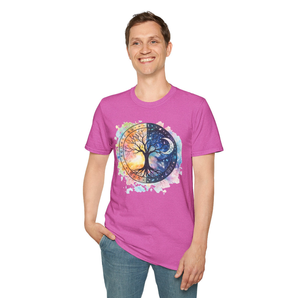 Tree of Life Yin Yang T-Shirt — Watercolor Sun & Moon Graphic Tee