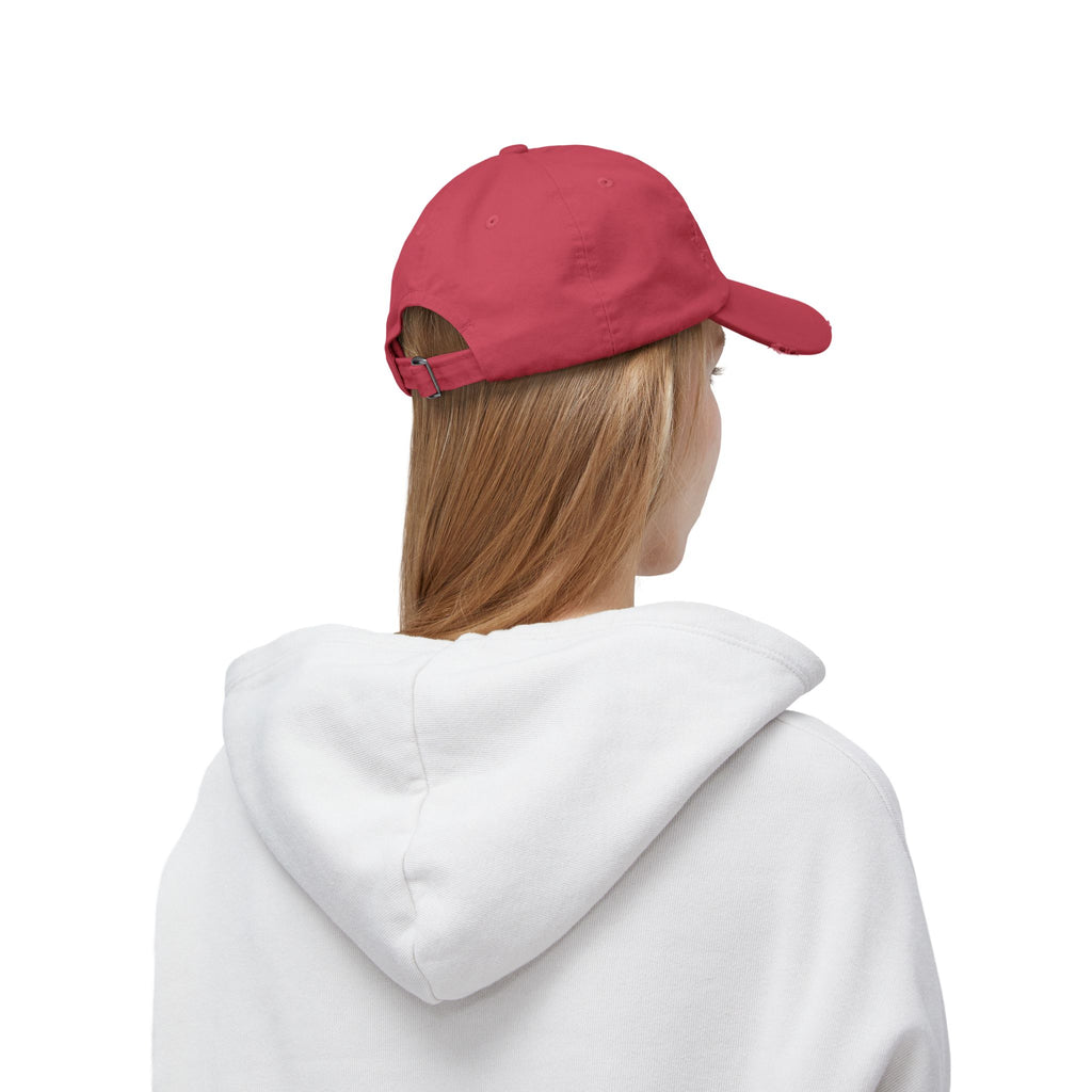 Distressed Embroidered "@ Peace" Cap