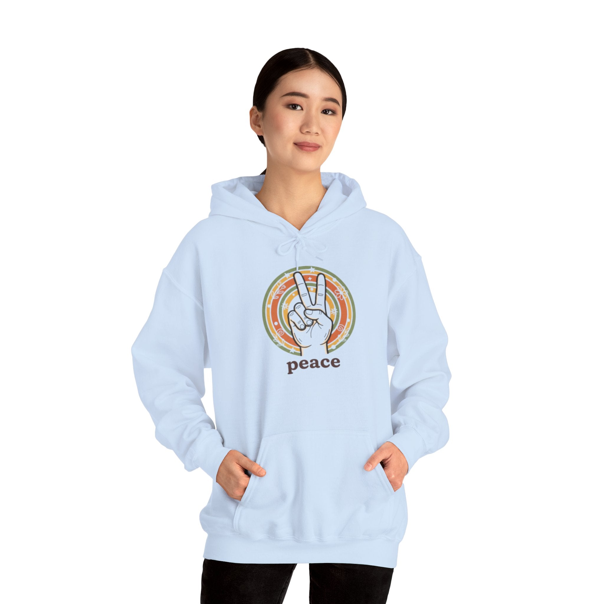 Peace Sign Hoodie — Retro Vibe Peace Hand Graphic Sweatshirt