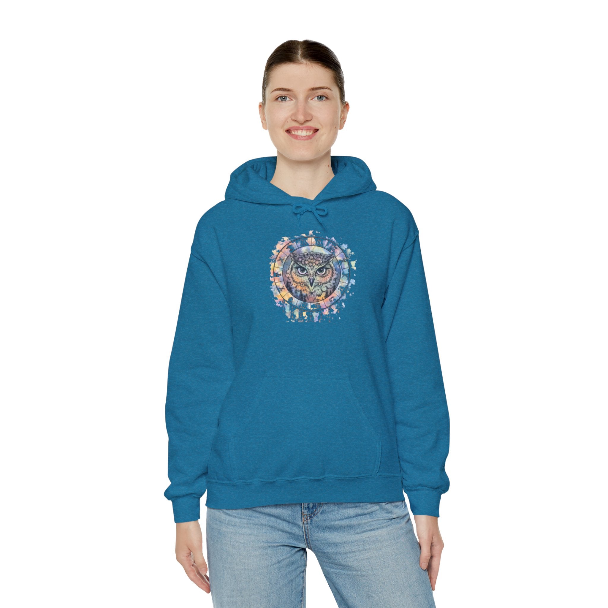 Owl Mandala Hoodie — Colorful Spiritual Owl Graphic Sweatshirt