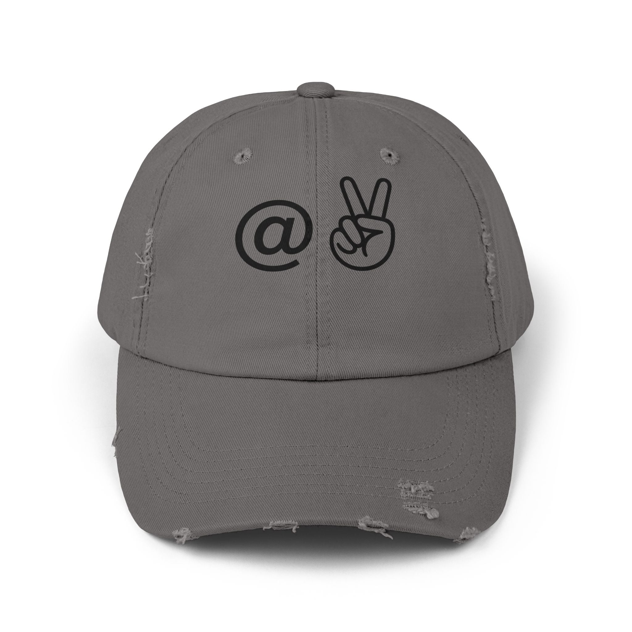 Distressed Embroidered "@ Peace" Cap