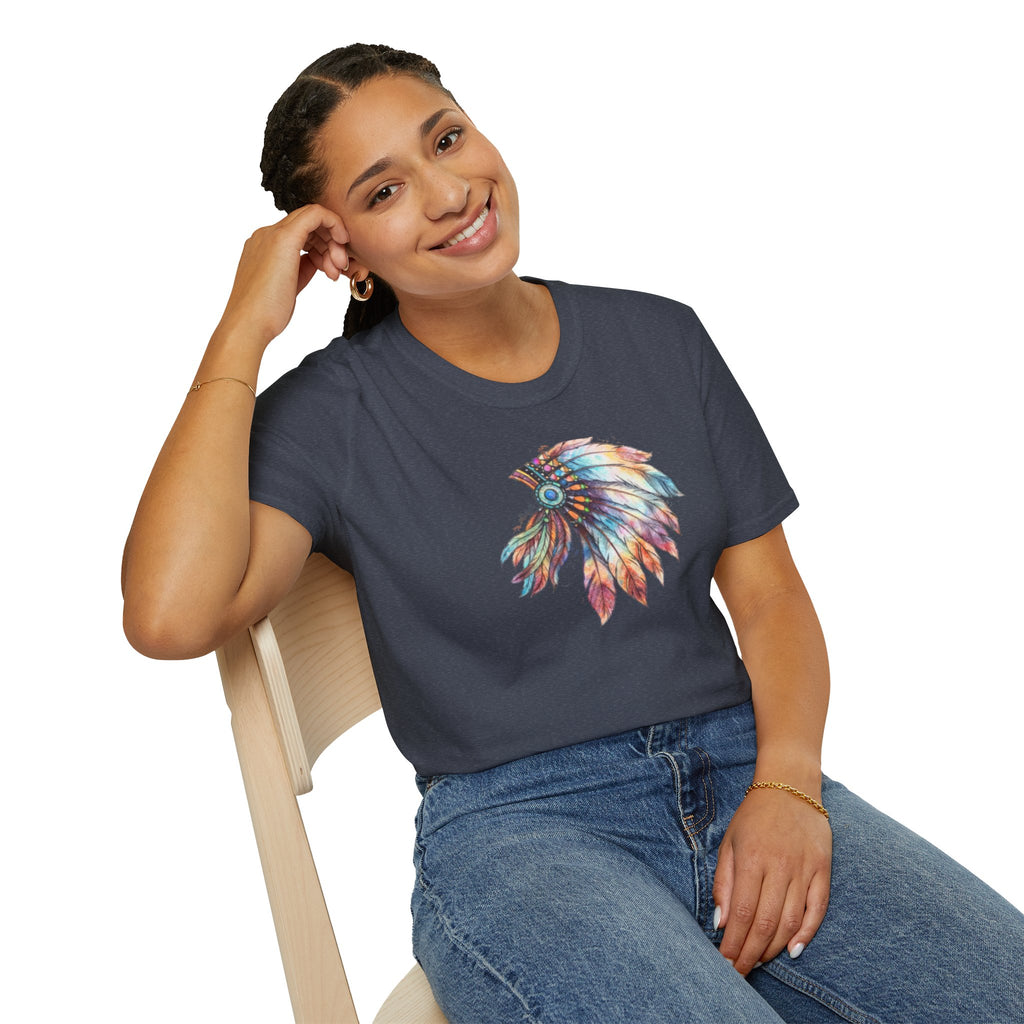 Native American Watercolor Headdress T-Shirt