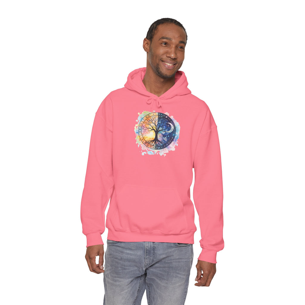 Yin Yang Tree Of Life Hoodie — Colorful Sun & Moon Spiritual Pullover
