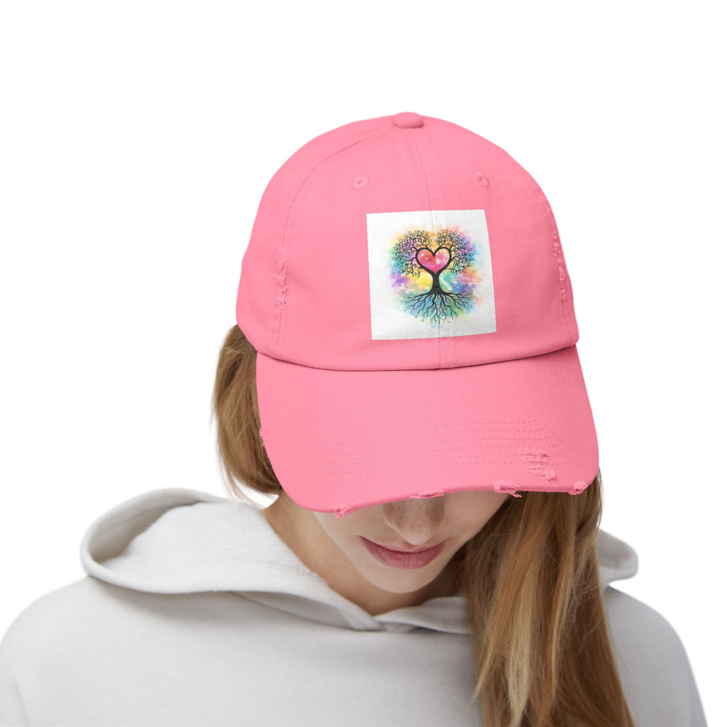 Water color Tree of Life Distressed Hat