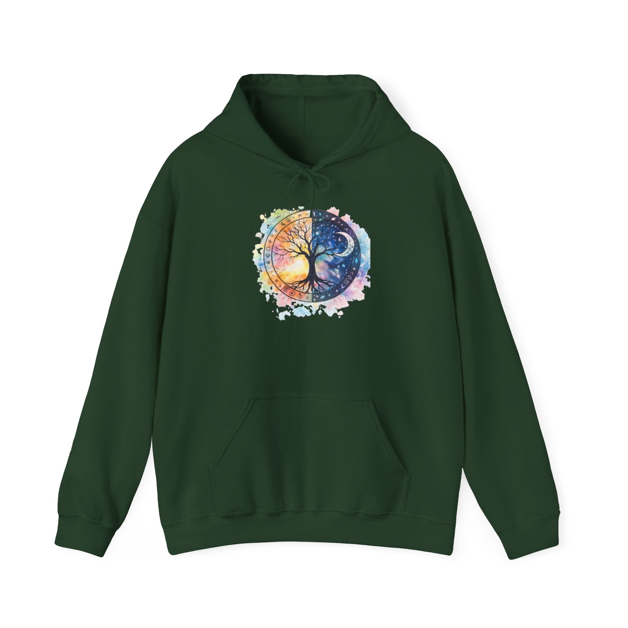 Yin Yang Tree Of Life Hoodie — Colorful Sun & Moon Spiritual Pullover