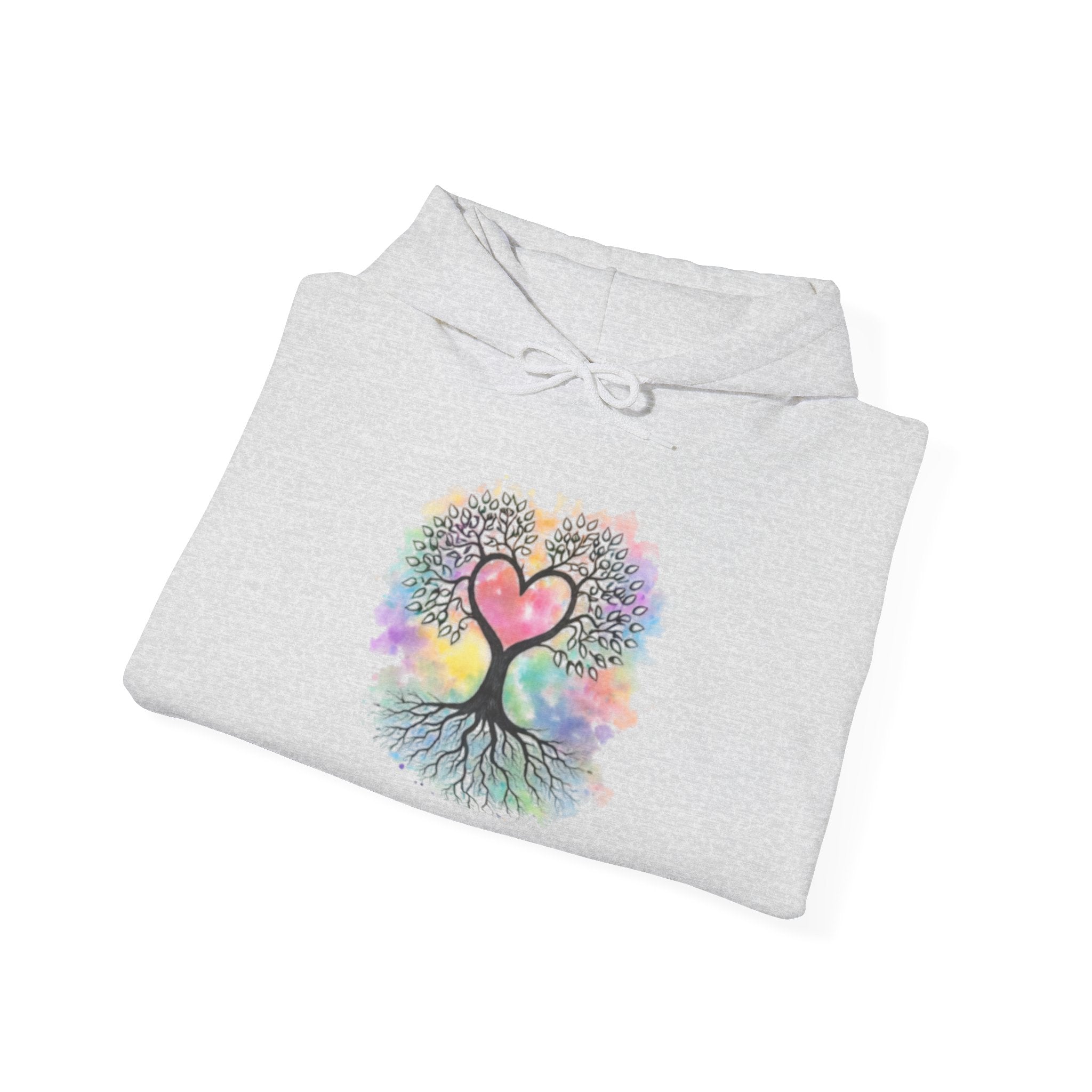 Rainbow Heart Tree Hoodie — Vibrant Spiritual Love Pullover
