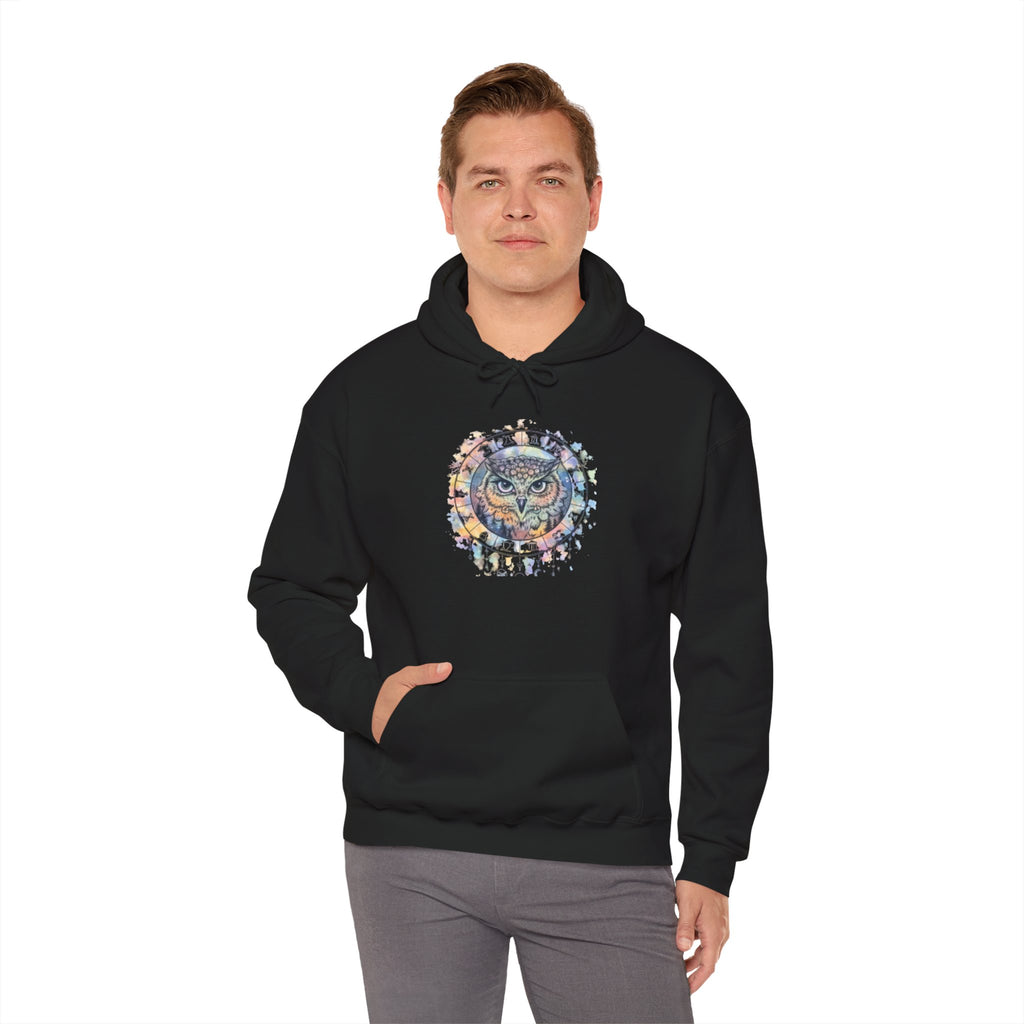 Owl Mandala Hoodie — Colorful Spiritual Owl Graphic Sweatshirt