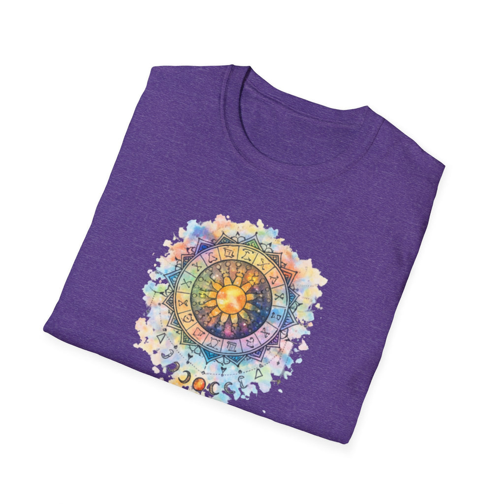 Sun & Moon Zodiac T-Shirt — Watercolor Astrological Mandala Tee