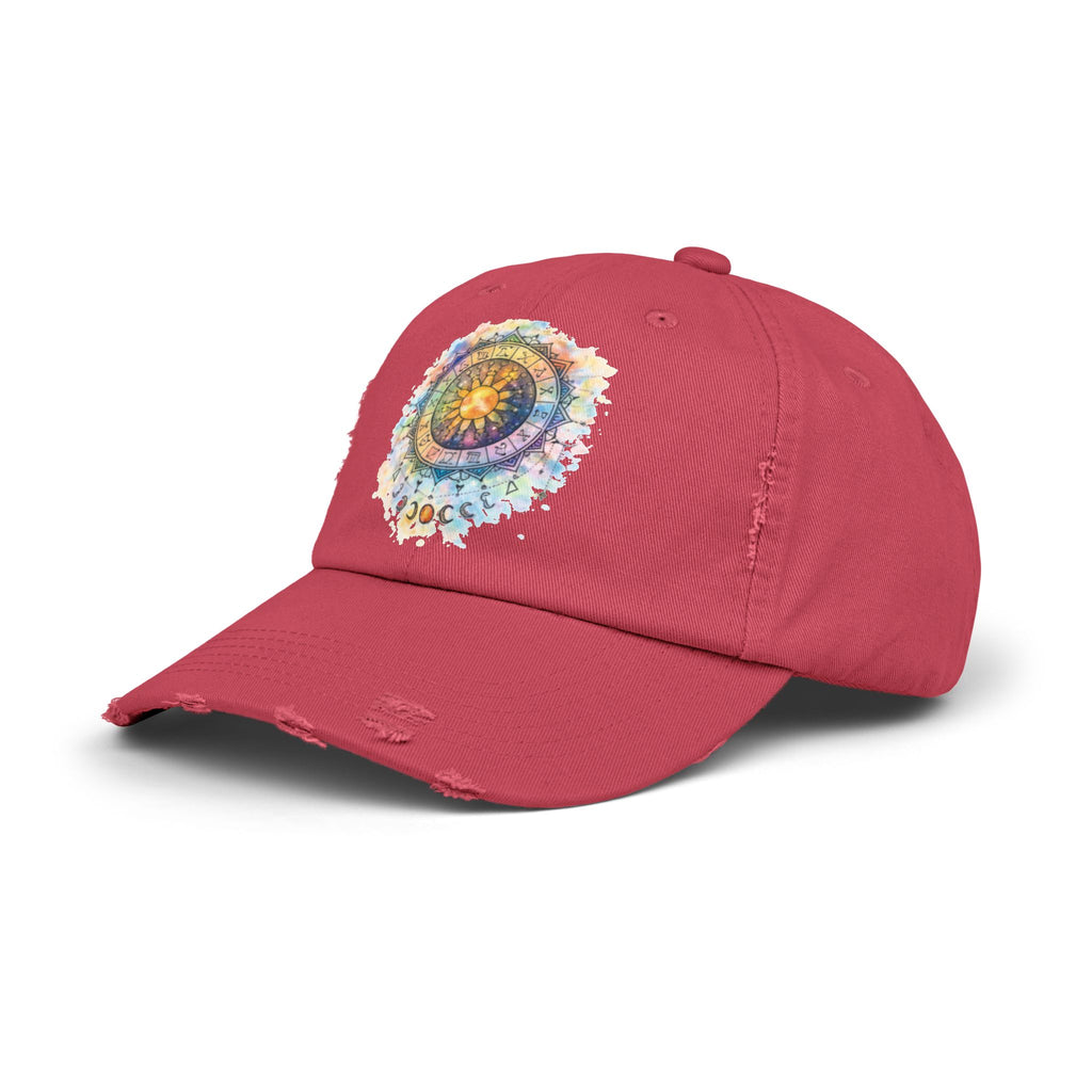 Distressed Cap — Watercolor Compass Mandala Hat