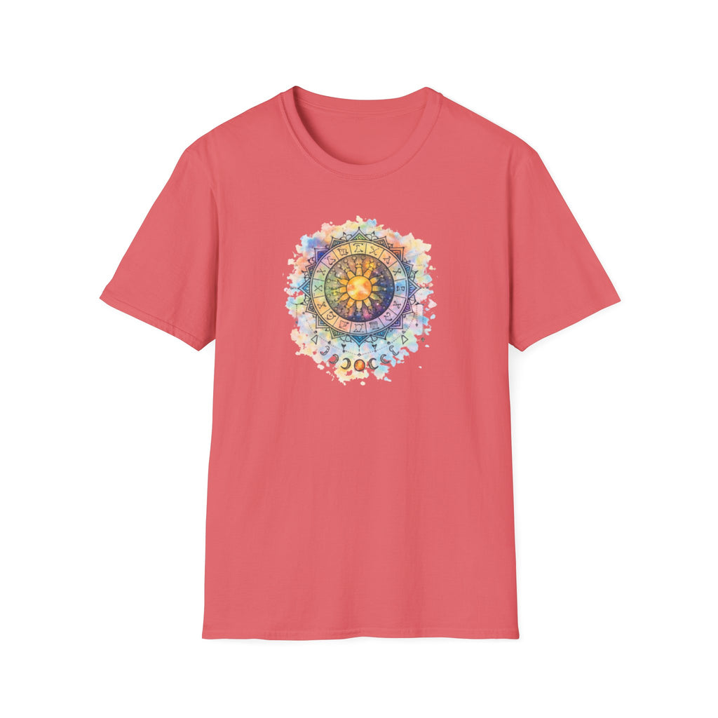 Sun & Moon Zodiac T-Shirt — Watercolor Astrological Mandala Tee