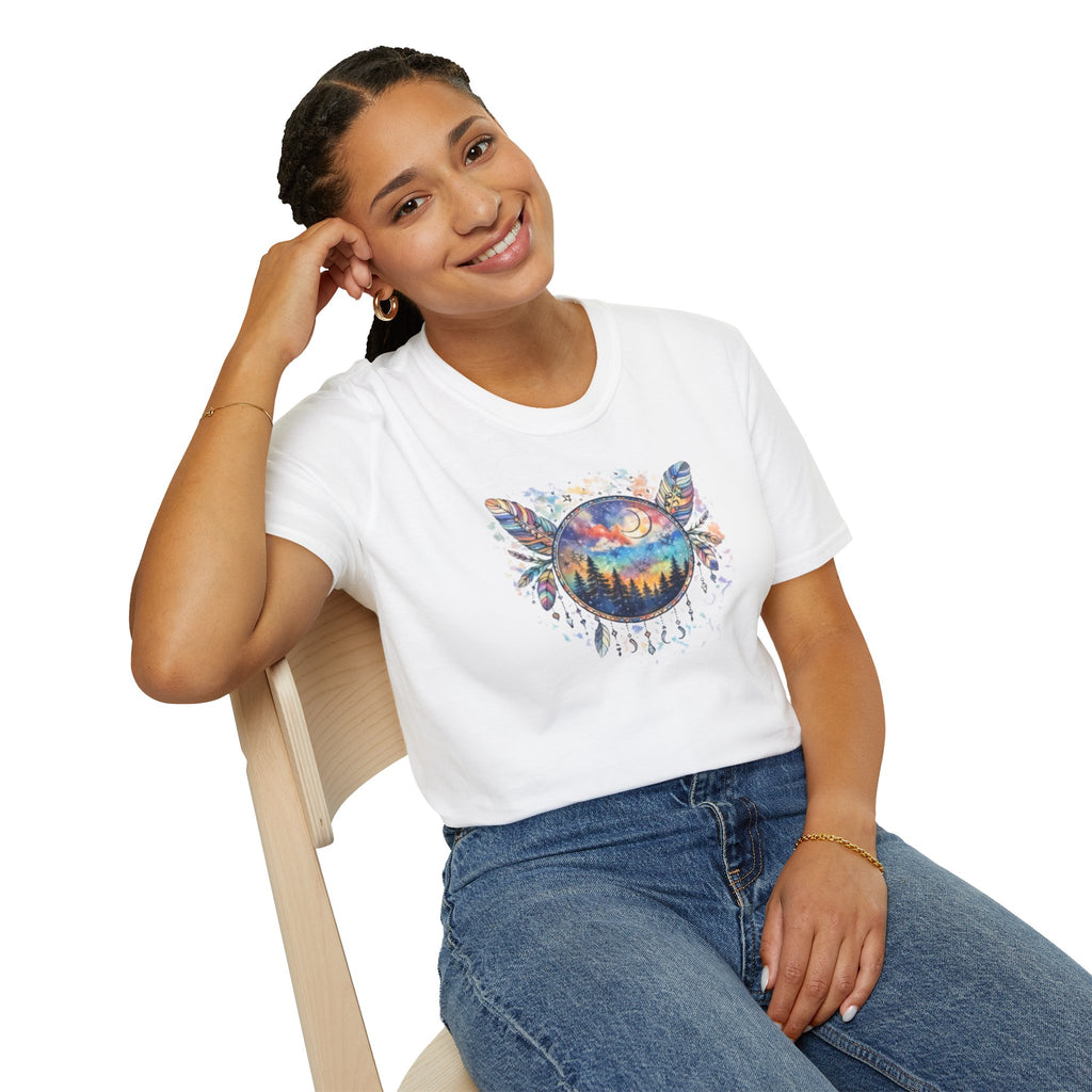 Watercolor Dreamcatcher Sunset T-Shirt — Boho Spiritual Tee
