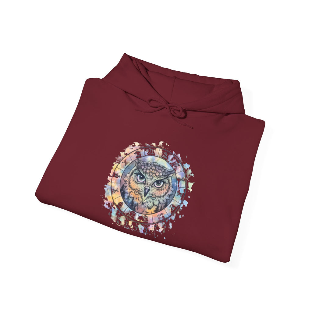 Owl Mandala Hoodie — Colorful Spiritual Owl Graphic Sweatshirt