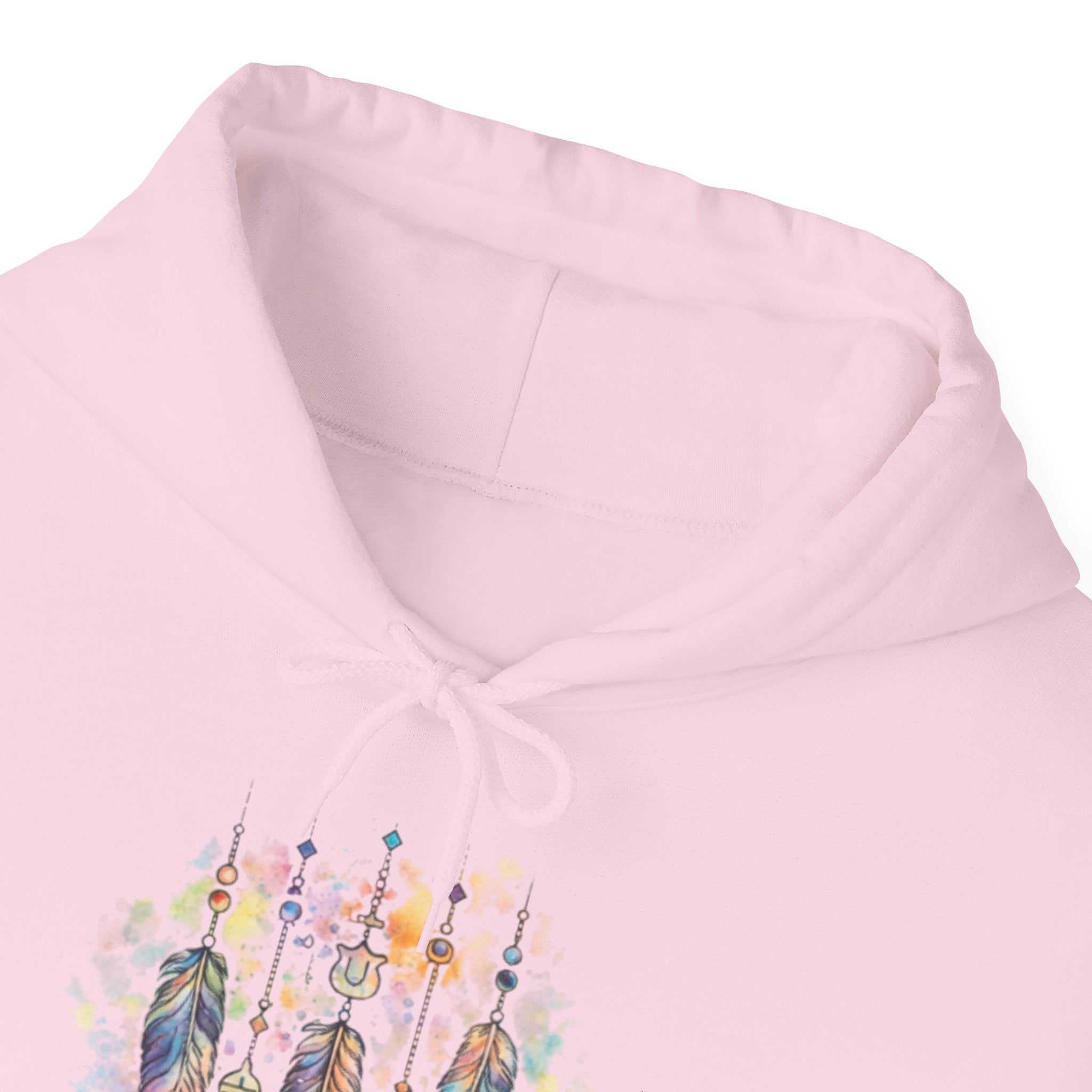 Boho Feather Dreamcatcher Hoodie — Watercolor Tribal Feathers Pullover