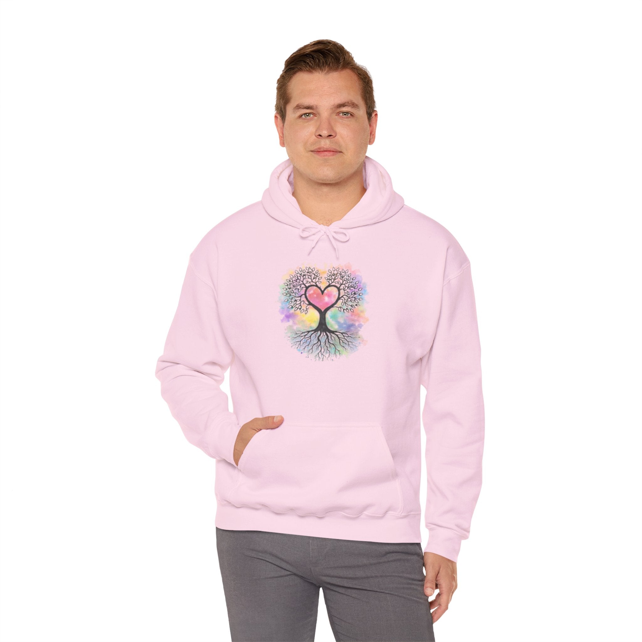 Rainbow Heart Tree Hoodie — Vibrant Spiritual Love Pullover