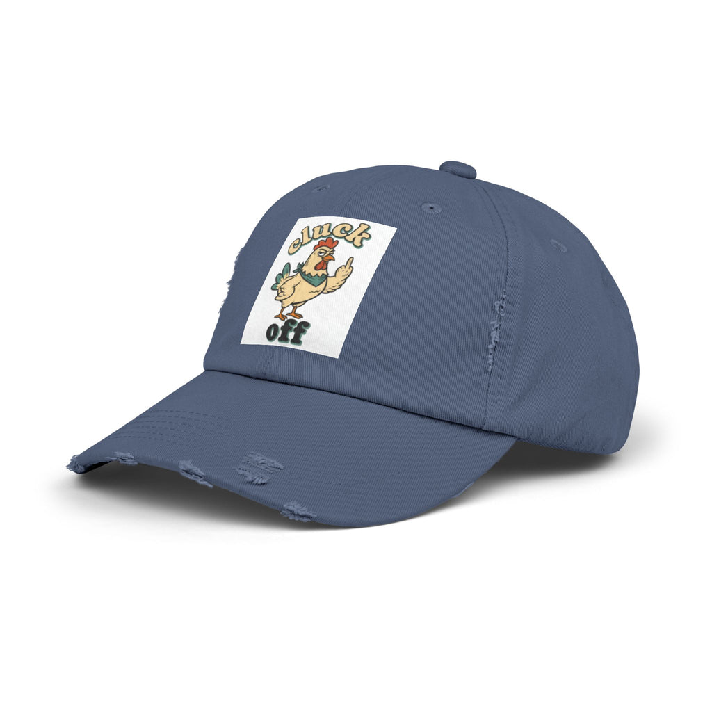 Cluck Off' Retro Rooster Distressed Hat