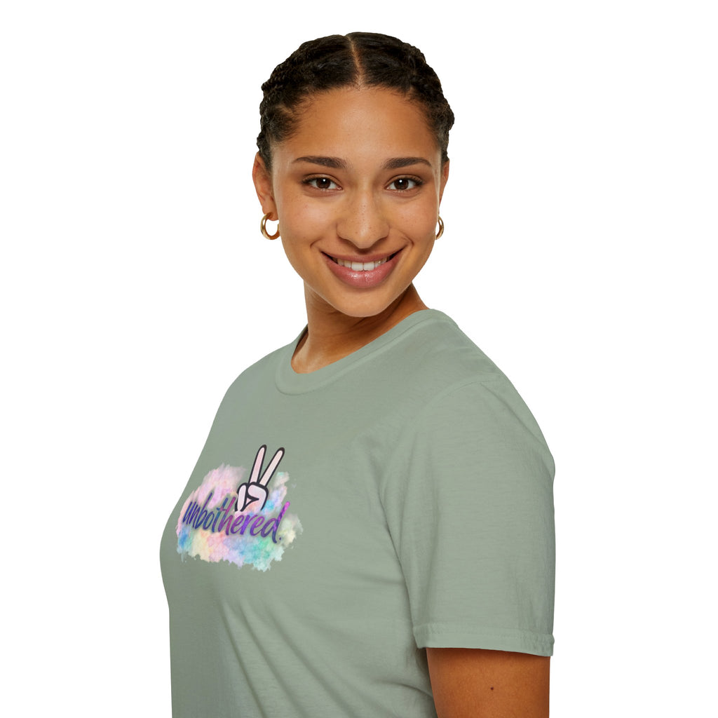 Unbothered Peace Sign T‑Shirt — Colorful Watercolor Graphic Tee