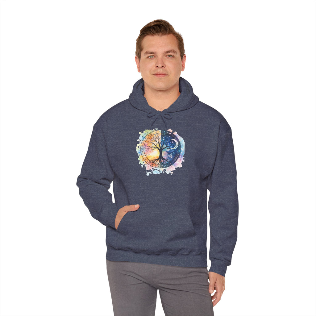 Yin Yang Tree Of Life Hoodie — Colorful Sun & Moon Spiritual Pullover