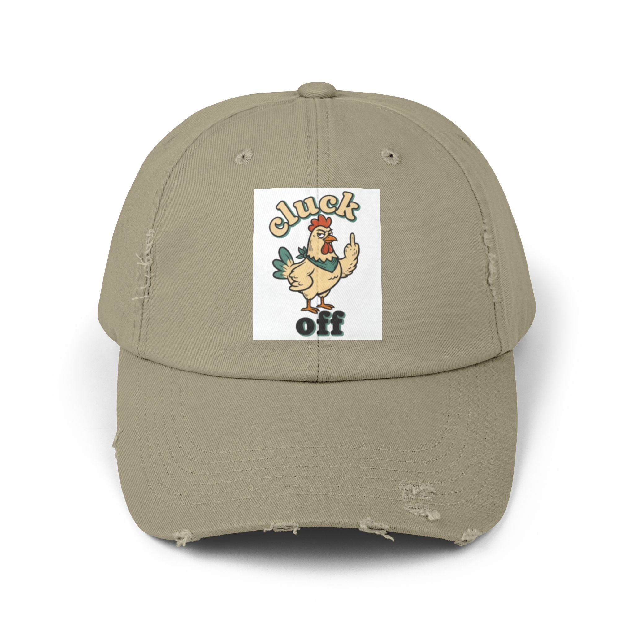 Cluck Off' Retro Rooster Distressed Hat