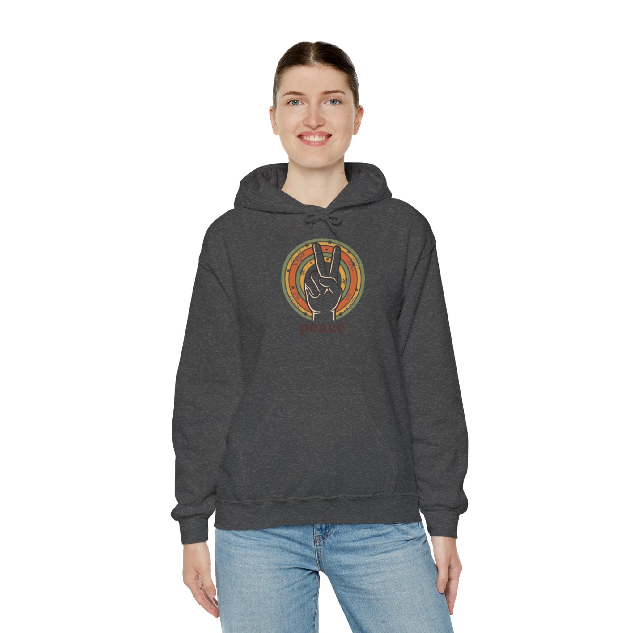Peace Sign Hoodie — Retro Vibe Peace Hand Graphic Sweatshirt