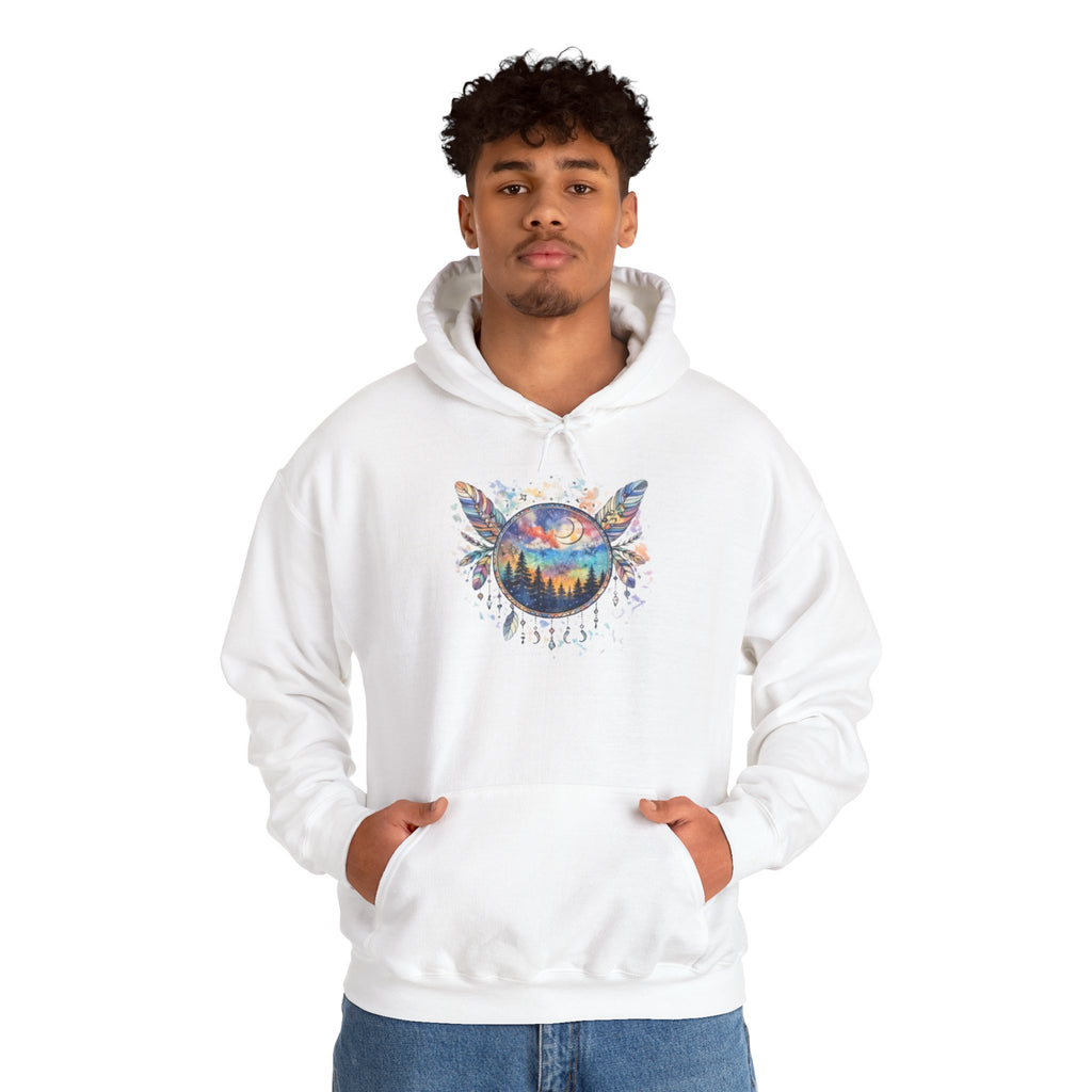 Nature Dreamcatcher Hoodie — Colorful Mountain Sunset Graphic