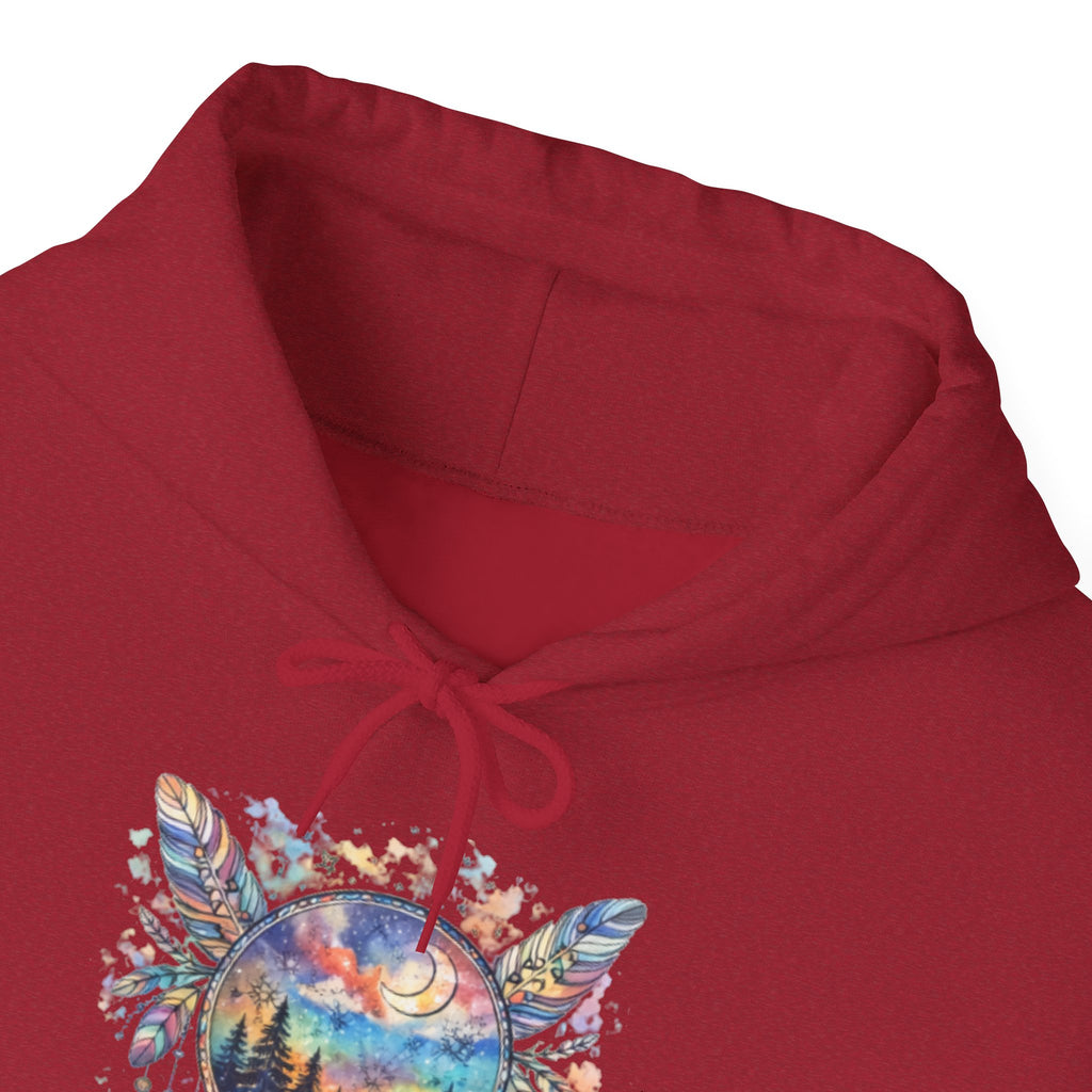 Nature Dreamcatcher Hoodie — Colorful Mountain Sunset Graphic