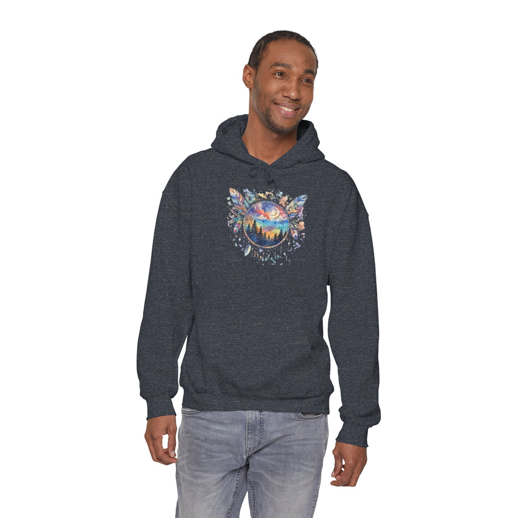 Nature Dreamcatcher Hoodie — Colorful Mountain Sunset Graphic