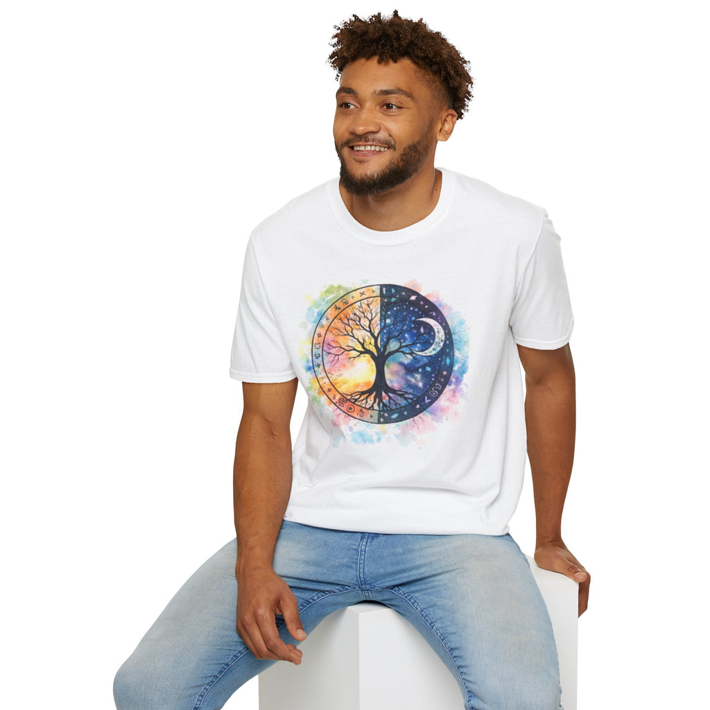 Tree of Life Yin Yang T-Shirt — Watercolor Sun & Moon Graphic Tee