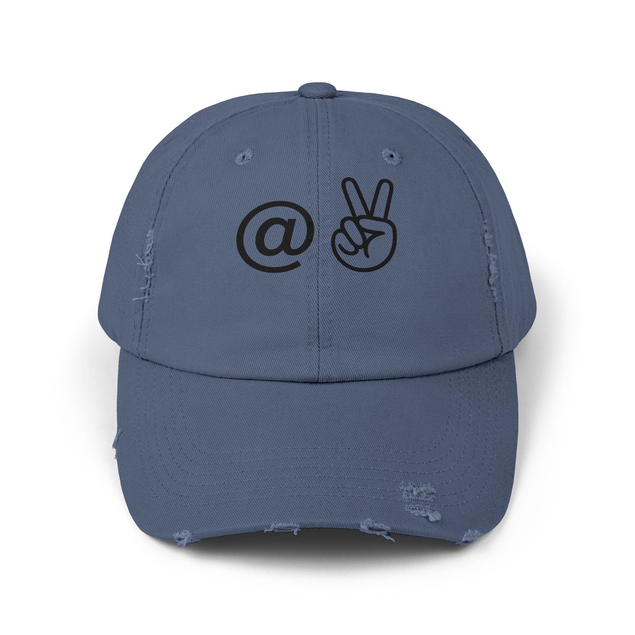 Distressed Embroidered "@ Peace" Cap