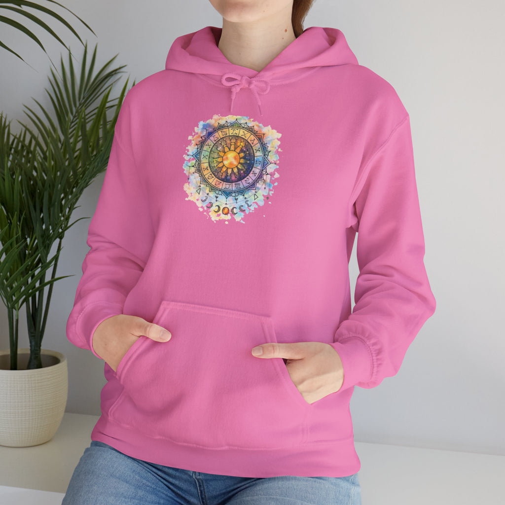 Astrology Compass Hoodie — Boho Tie-Dye Mandala Graphic