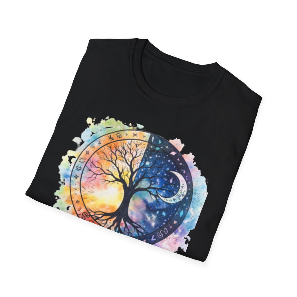 Tree of Life Yin Yang T-Shirt — Watercolor Sun & Moon Graphic Tee