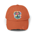 Distressed Dad Hat with Colorful Heart Tree Of Life  Design — Boho Love Cap