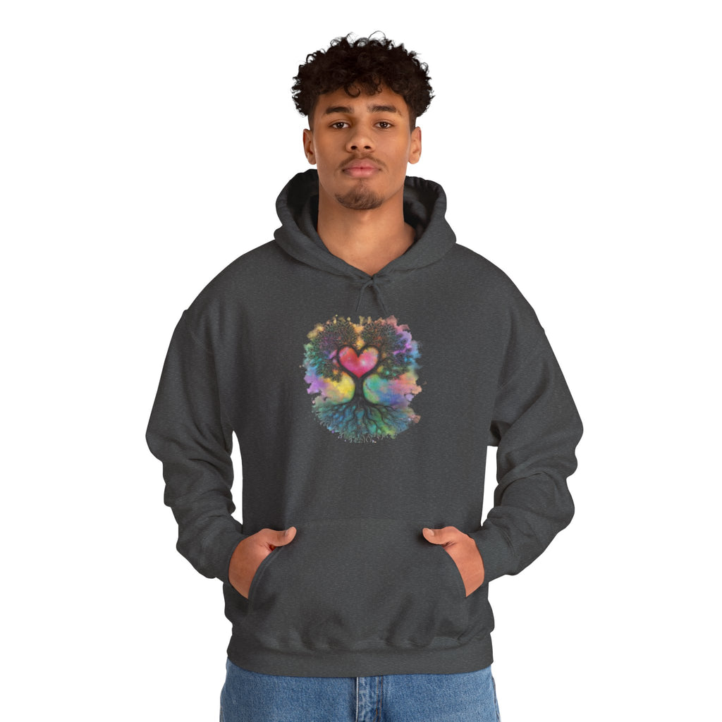 Rainbow Heart Tree Hoodie — Vibrant Spiritual Love Pullover