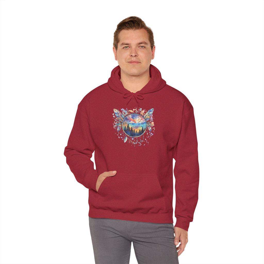 Nature Dreamcatcher Hoodie — Colorful Mountain Sunset Graphic