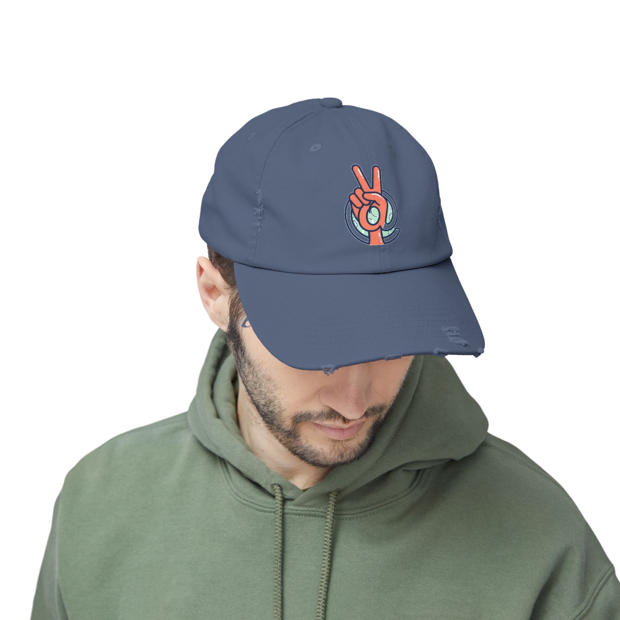 Peace Hand Distressed Cap — Vintage Peace Sign Baseball Hat