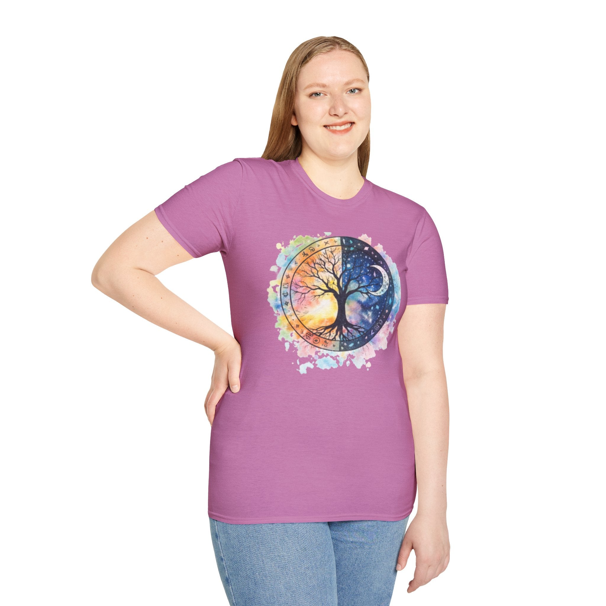 Tree of Life Yin Yang T-Shirt — Watercolor Sun & Moon Graphic Tee