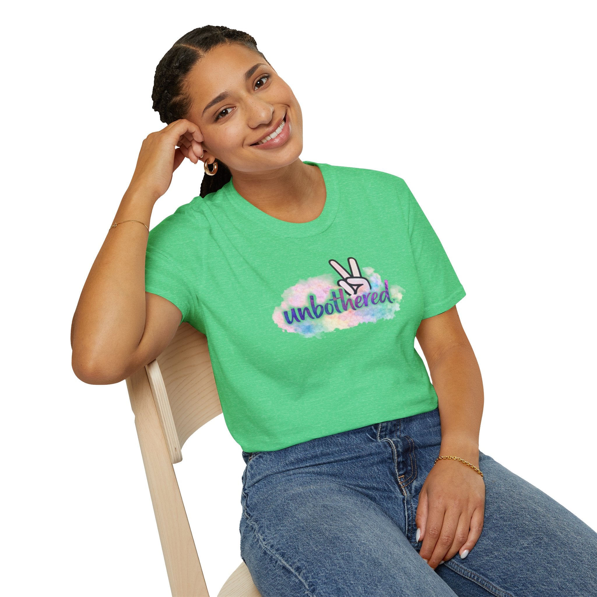 Unbothered Peace Sign T‑Shirt — Colorful Watercolor Graphic Tee