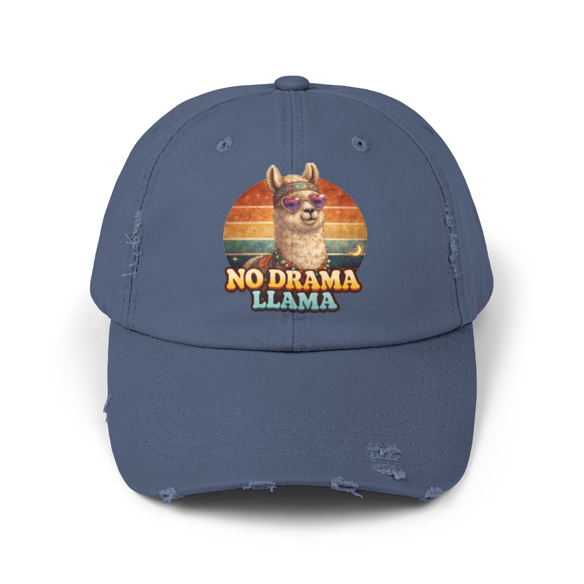 No Drama Llama Distressed Cap — Retro Llama Vintage Baseball Hat