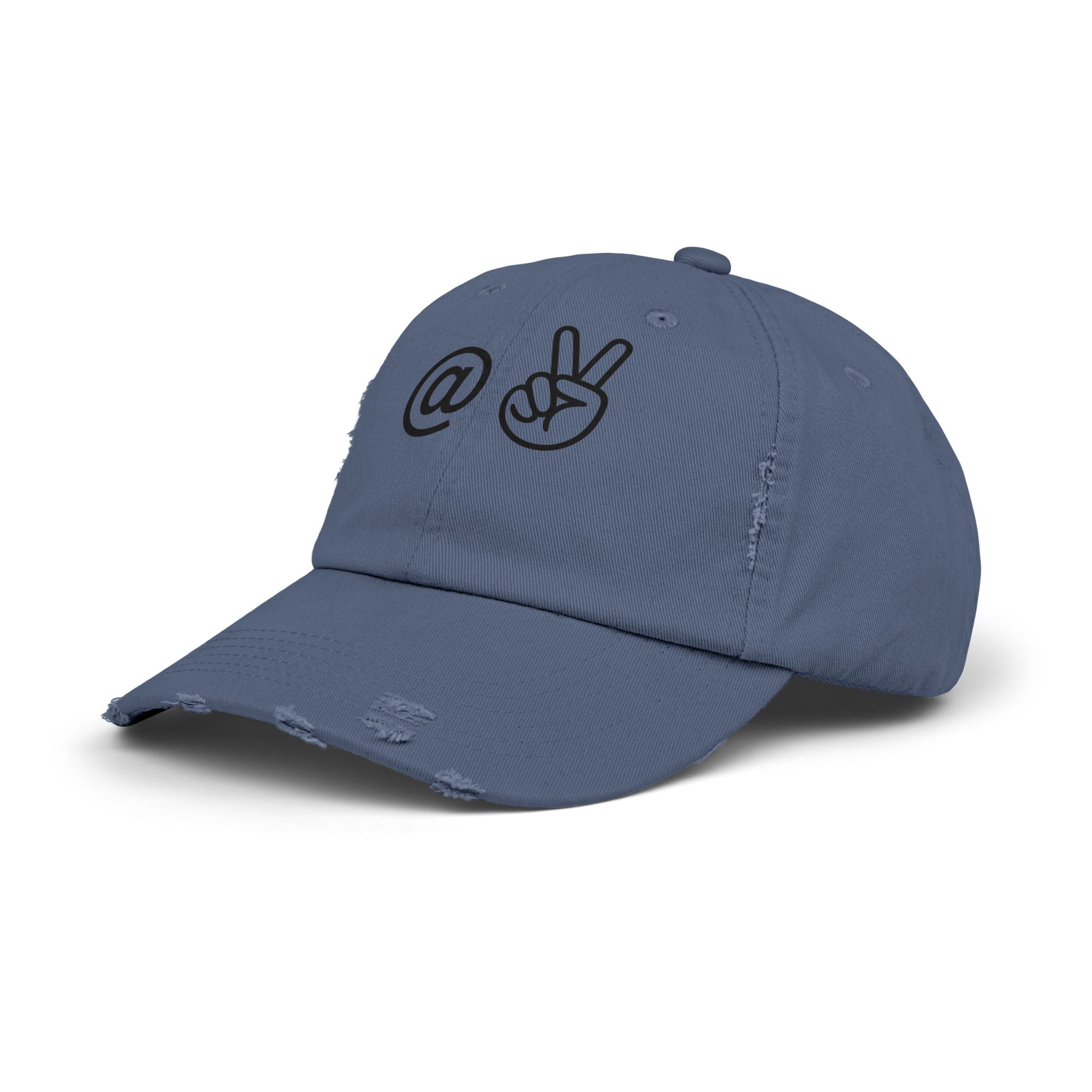 Distressed Embroidered "@ Peace" Cap