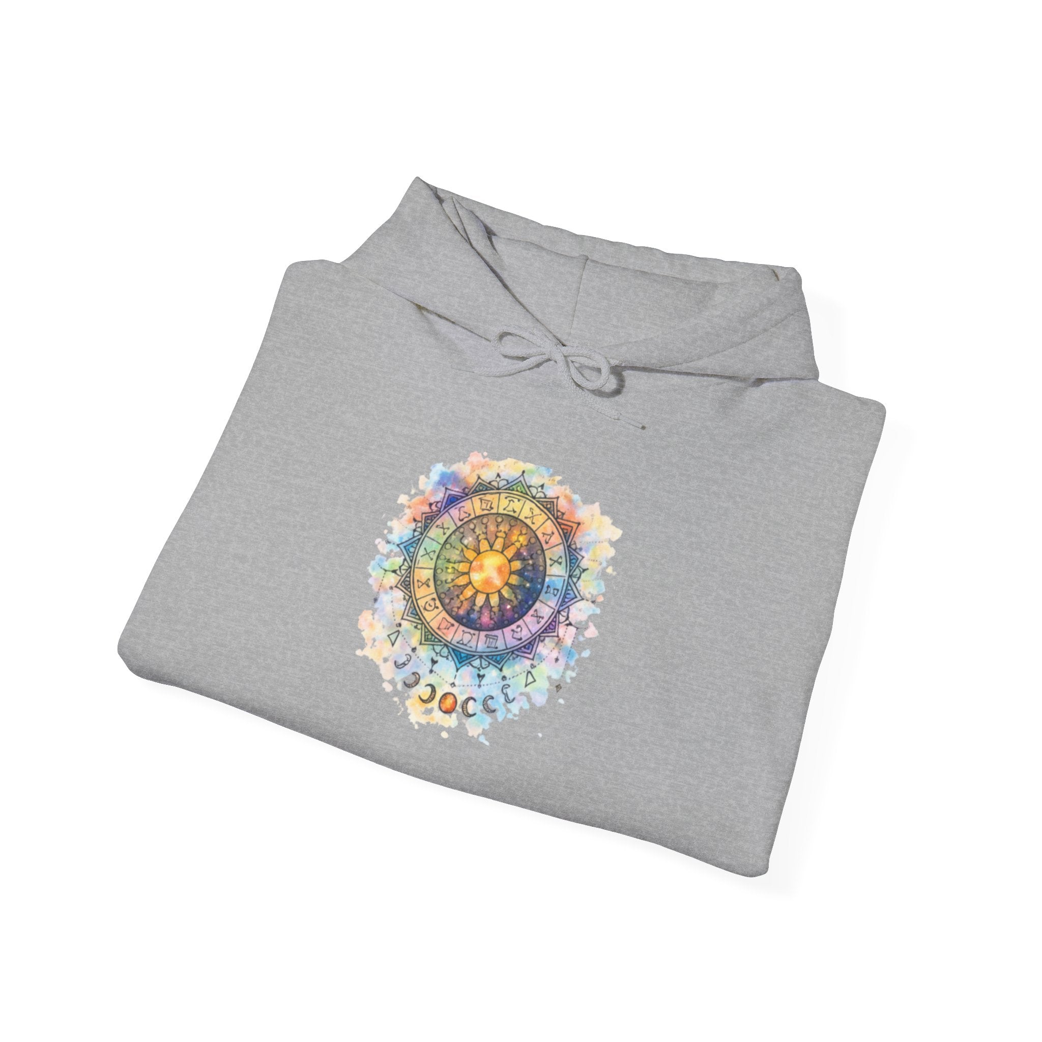 Astrology Compass Hoodie — Boho Tie-Dye Mandala Graphic