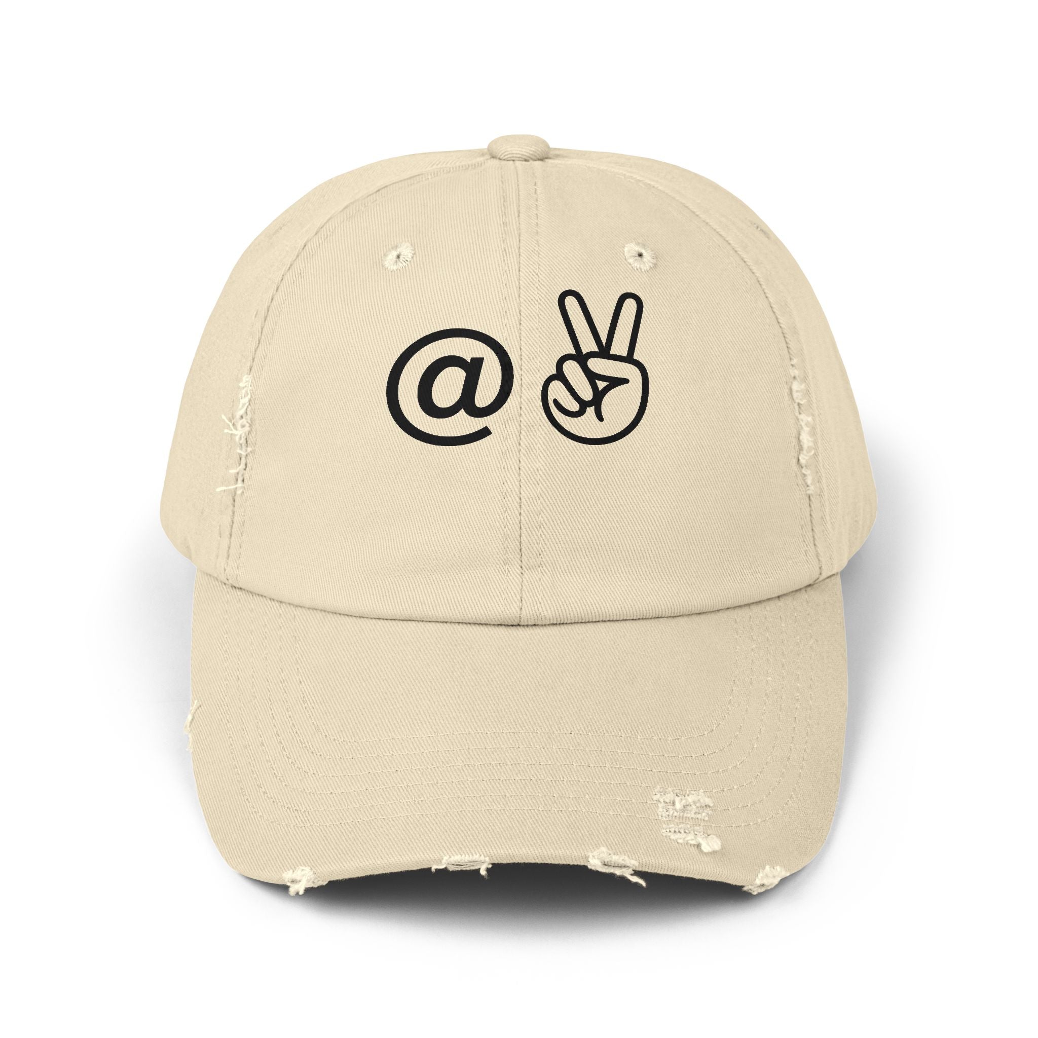 Distressed Embroidered "@ Peace" Cap