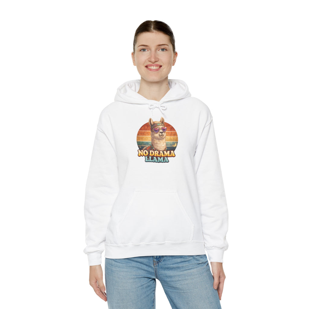 No Drama Llama Hoodie – Retro Sunset Graphic Pullover