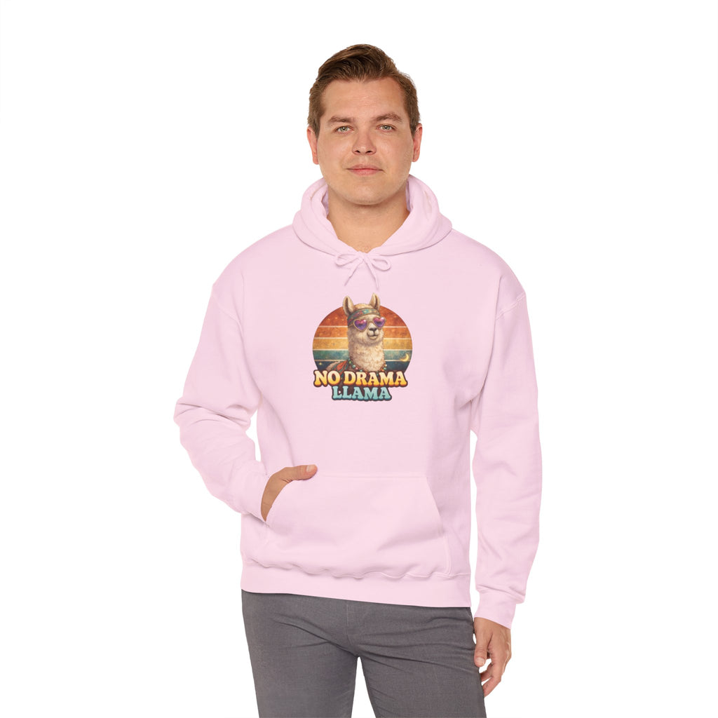 No Drama Llama Hoodie – Retro Sunset Graphic Pullover